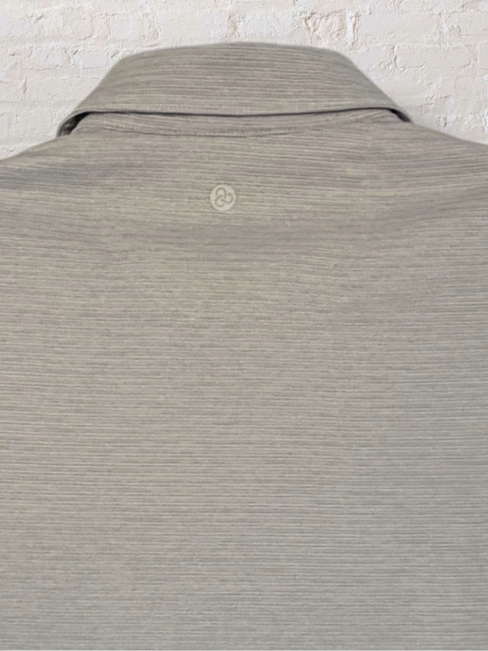 Zella Men’s M Performance Polo short sleeve- Light Gray Sage Micro Stripe - Picture 7 of 10